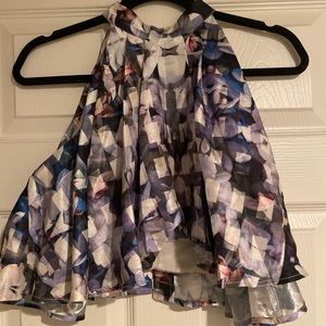 C/Meo collection multi colored pleated crop top